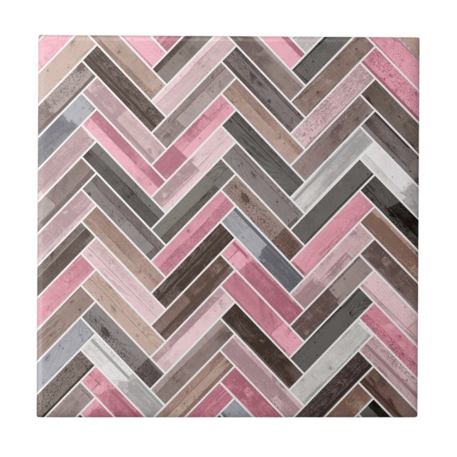 Azulejo De Cerâmica Herringbone Pattern in Pink Grey (Frente)