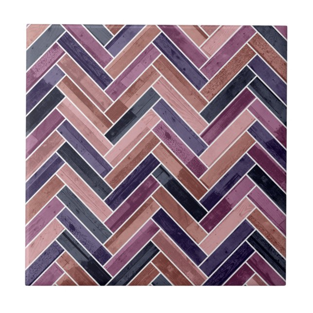 Azulejo De Cerâmica Herringbone Pattern Purple (Frente)