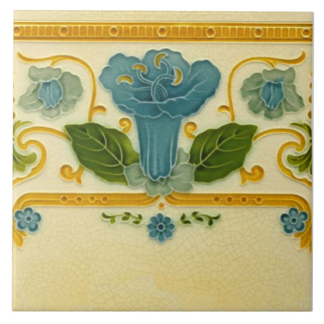 Azulejo De Cerâmica Hetero Repro 1900 Pilkington Border Art Nouveau (Frente)