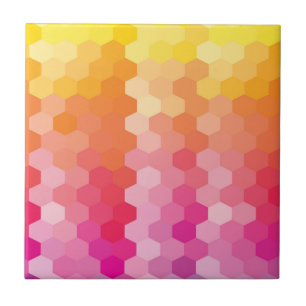 Azulejo De Cerâmica Hexágono Clássico Geométrico e Hexágono Amarelo Mo