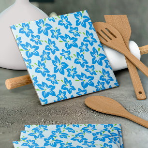 Azulejo De Cerâmica Hibisco Azul, Flores Azuis, Padrão De Flores