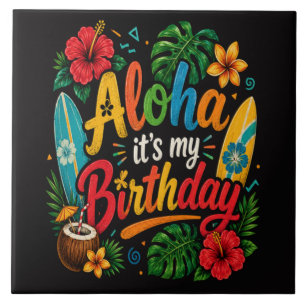 Azulejo De Cerâmica Hibisco de Aniversário Aloha Havaí