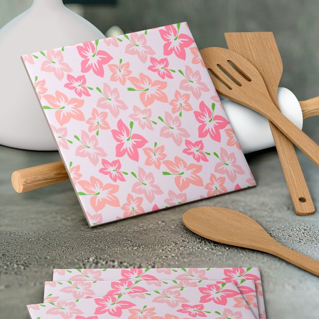 Azulejo De Cerâmica Hibisco Rosa, Flores Rosa, Padrão De Flores (Criador carregado)