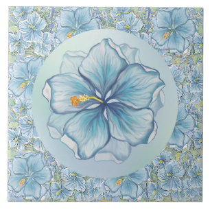 Azulejo De Cerâmica Hibiscus & lace TURQUOISE
