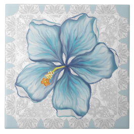 Azulejo De Cerâmica Hibiscus & lace TURQUOISE