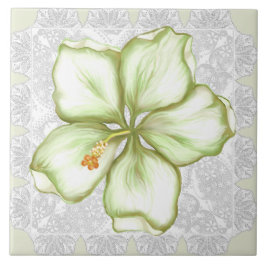 Azulejo De Cerâmica Hibiscus & lace WHITE