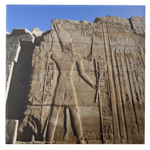 Azulejo De Cerâmica Hieróglifos antigos na parede, Templo de Karnak,