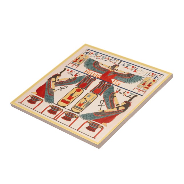 Azulejo De Cerâmica Hieroglyphics do Ra egípcio do Amon do deus (Lateral)