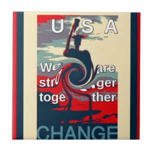 Azulejo De Cerâmica Hillary USA somos mais fortes juntos