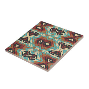 Azulejo De Cerâmica Hip Brown Aqua Turquoise Blue Orange Art