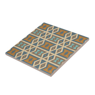 Azulejo De Cerâmica Hip Turquoise Teal Blue Orange Art