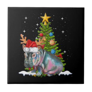 Azulejo De Cerâmica Hippo Fiona Árvore de Natal Hippopotamus