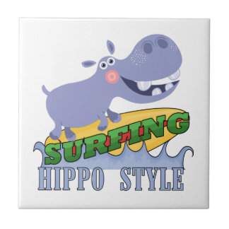 Azulejo De Cerâmica Hippopotamus do surfista
