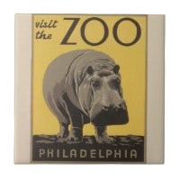 Hippopotamus vintage hippo zoo poster wpa