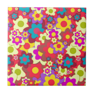 Azulejo De Cerâmica Hippy de flower power 60s