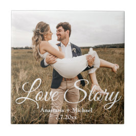 Azulejo De Cerâmica história de amor, foto de casamento aniversário el