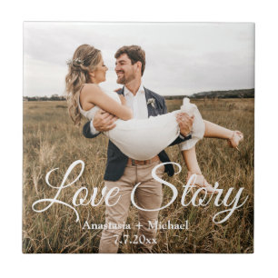 Azulejo De Cerâmica história de amor, foto de casamento aniversário el