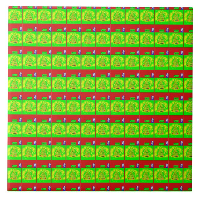 Azulejo De Cerâmica História de Natal Festiva "Feliz" (Frente)