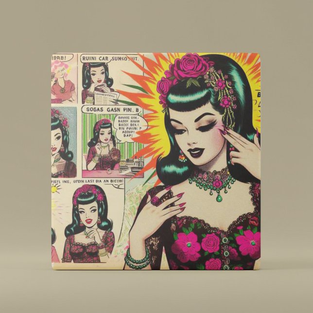 Azulejo De Cerâmica Histórias em quadrinhos de Garota Escura (Criador carregado)