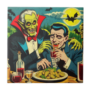 Azulejo De Cerâmica Histórias em quadrinhos Vintage Horror Vampire