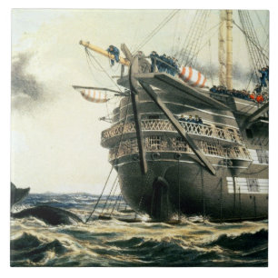 Azulejo De Cerâmica HMS Agamemnon que coloca o cabo atlântico