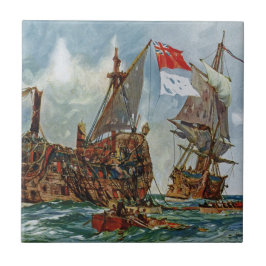Azulejo De Cerâmica HMS Nottingham e encouraçado Mars 1703