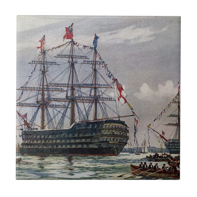 Azulejo De Cerâmica HMS Queen Battleship 1839 (Frente)