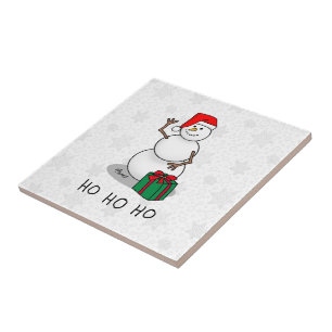 Azulejo De Cerâmica Ho Ho Feliz Natal Snowman