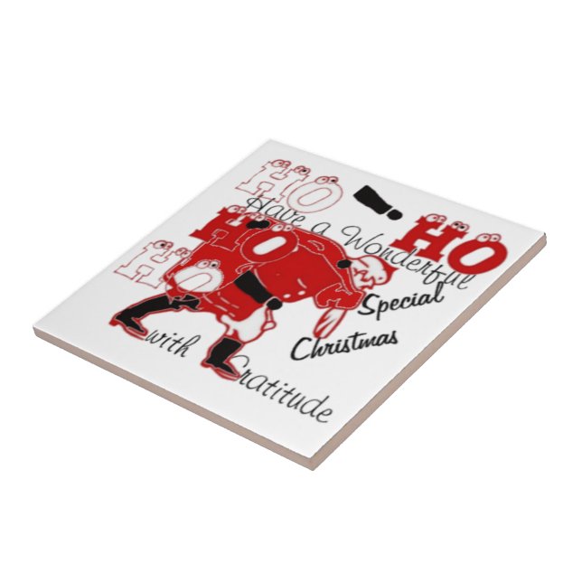 Azulejo De Cerâmica HO HO HO O maravilhoso Natal com gratidão (Lateral)