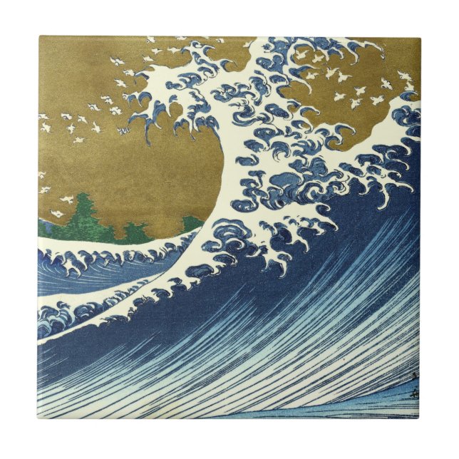 Azulejo De Cerâmica Hokusai Big Wave Japão Art (Frente)
