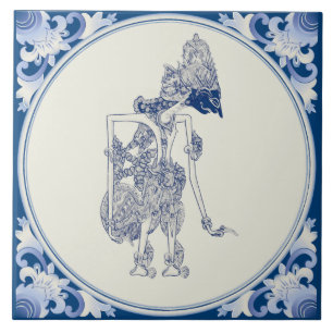 Azulejo De Cerâmica Holandês-Indonésio Fantoche Delft Blauw.