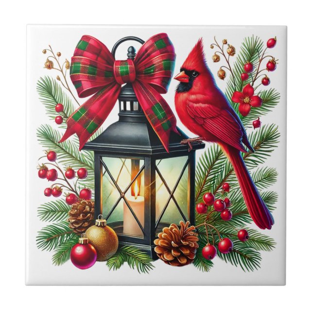 Azulejo De Cerâmica Holiday Cardinal Ceramic Tile (Frente)