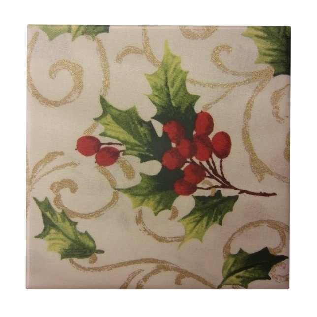 Azulejo De Cerâmica Holly Berries (Frente)