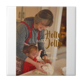 Azulejo De Cerâmica Holly Jolly family holiday photo beige year naboho