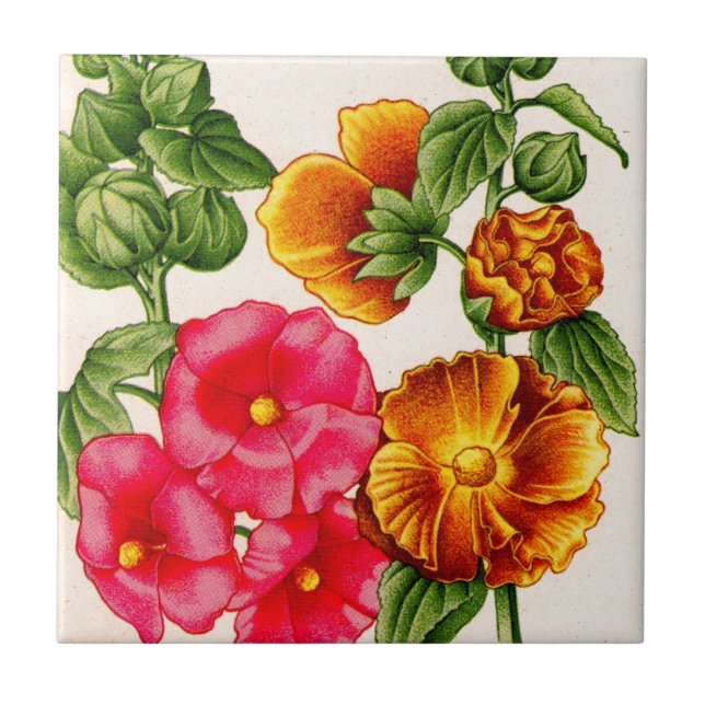 Azulejo De Cerâmica hollyhocks (Frente)