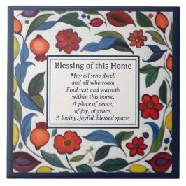 Azulejo De Cerâmica Home Blessing Sign Plaque Floral Pomegranates