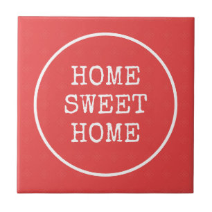 Azulejo De Cerâmica Home doce texto original cor-de-rosa laranja
