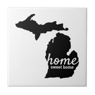 Azulejo De Cerâmica Home Sweet Home Silhouette de Michigan