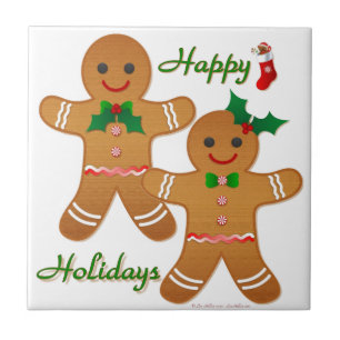 Azulejo De Cerâmica Homem de Biscoito de Natal Feliz Menino Menina