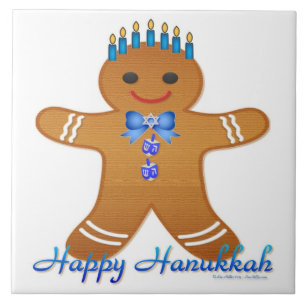 Azulejo De Cerâmica Homem de gengibre da Hanukkah Judaica Menorá
