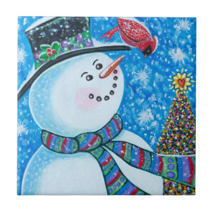 Azulejo De Cerâmica Homem de neve
