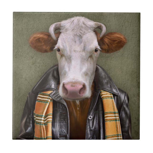 Azulejo De Cerâmica Homem de vaca (Frente)