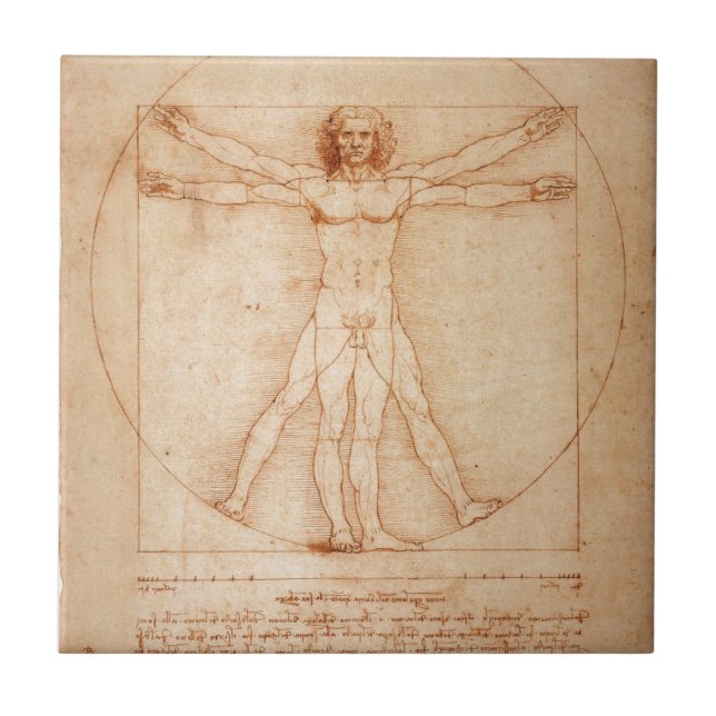 Azulejo De Cerâmica Homem de Vitruvian (Frente)