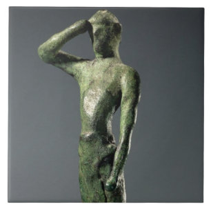 Azulejo De Cerâmica Homem na oração, escultura de bronze grega arcai