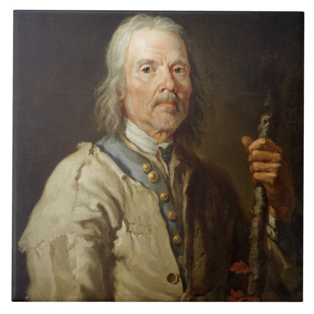 Azulejo De Cerâmica Homem que guardara uns funcionarios, c.1800 (óleo (Frente)