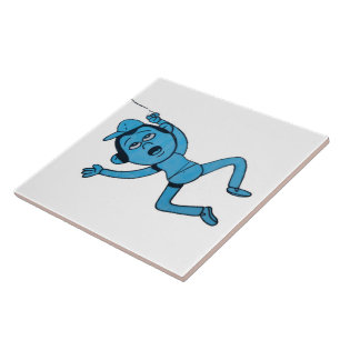 Azulejo De Cerâmica Homem sendo levado para caminhar pelo Cão.