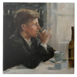 Azulejo De Cerâmica Homem sentado perdido na Mesa