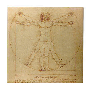 Azulejo De Cerâmica Homem Vitruviano por Leonardo Da Vinci