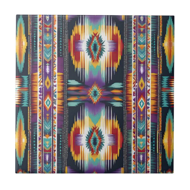 Azulejo De Cerâmica Homenagem nativa americana ao Abstrato S4 (Frente)