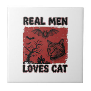 Azulejo De Cerâmica Homens de Verdade Amam Camiseta Vintage de Gato de